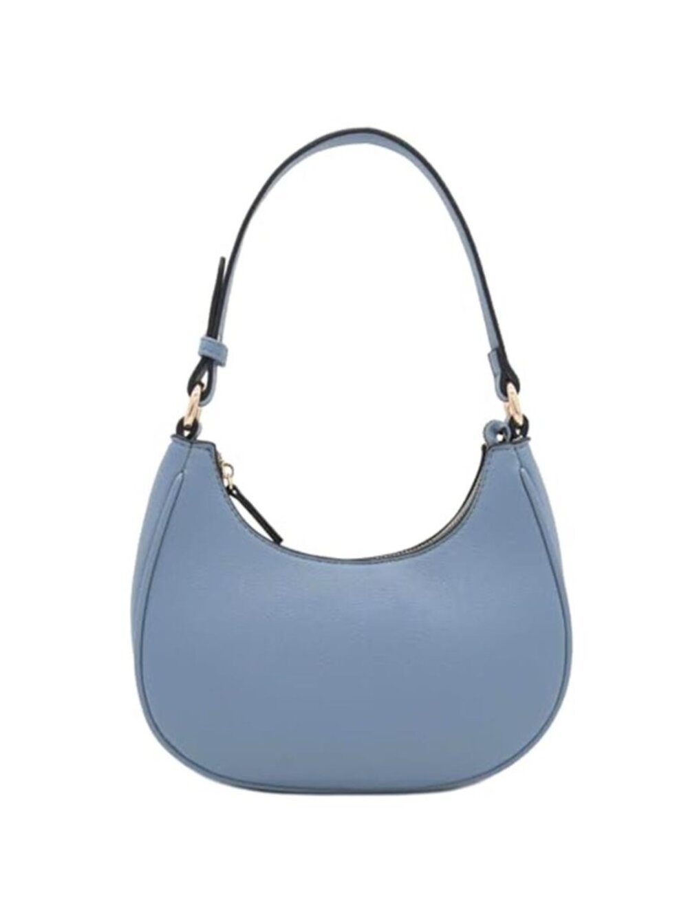 Small Crescent Shoulder Bag Blue Grey Vegan Leather Half Moon Crossbody Purse